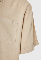 Cămașă relaxată din amestec de in - Nisipiu