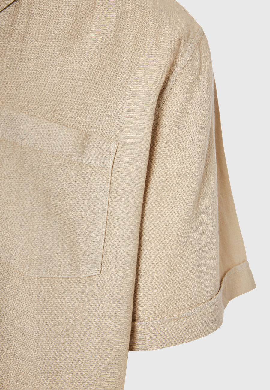 Cămașă relaxată din amestec de in - Nisipiu