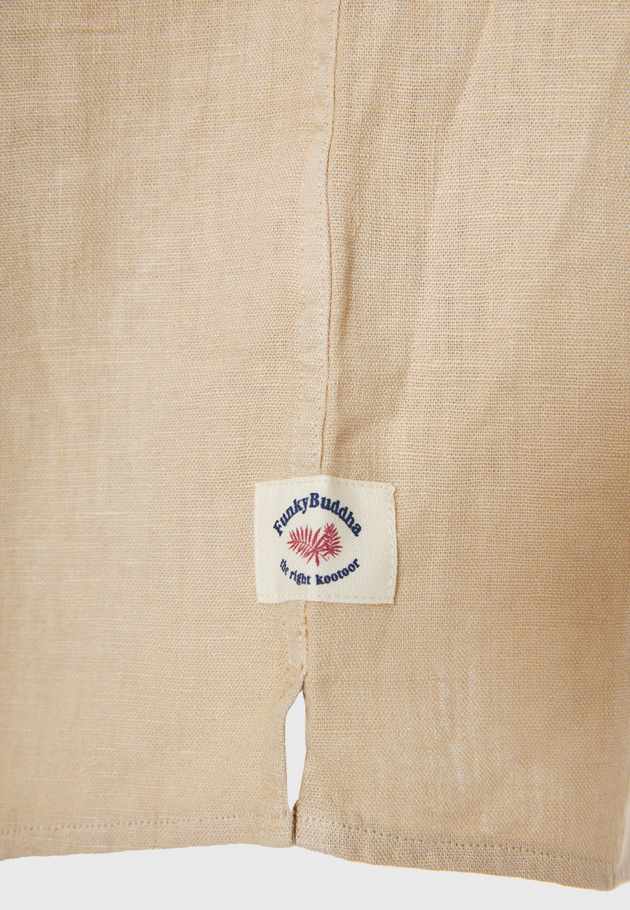 Cămașă relaxată din amestec de in - Nisipiu