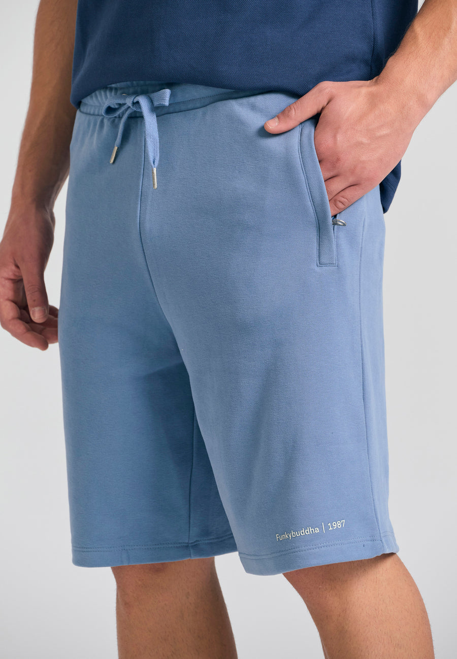 Pantaloni scurți jogger cu croială largă - The essentials - Albastru fumuriu