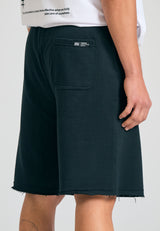 Wide leg fit sports shorts with branded print - Black