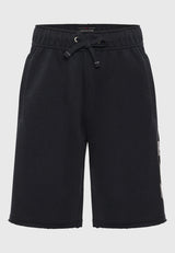 Wide leg fit sports shorts with branded print - Black