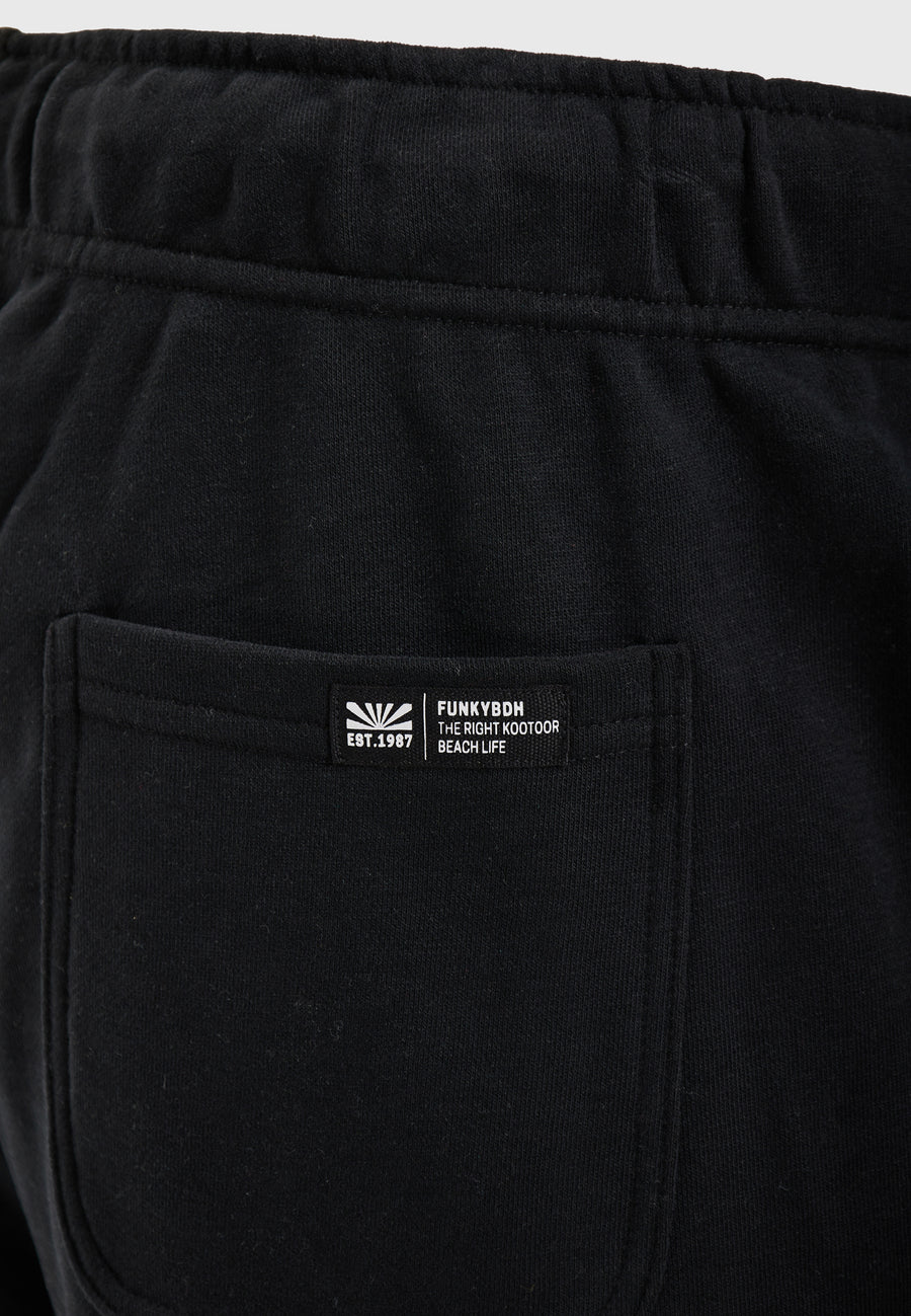 Wide leg fit sports shorts with branded print - Black