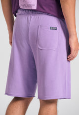 Wide leg fit sports shorts with branded print - Dahlia purple