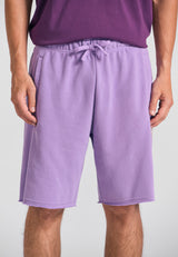 Wide leg fit sports shorts with branded print - Dahlia purple