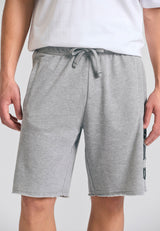 Wide leg fit sports shorts with branded print - Grey mel