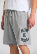 Wide leg fit sports shorts with branded print - Grey mel