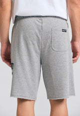 Wide leg fit sports shorts with branded print - Grey mel