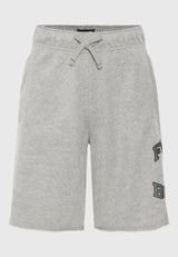 Wide leg fit sports shorts with branded print - Grey mel