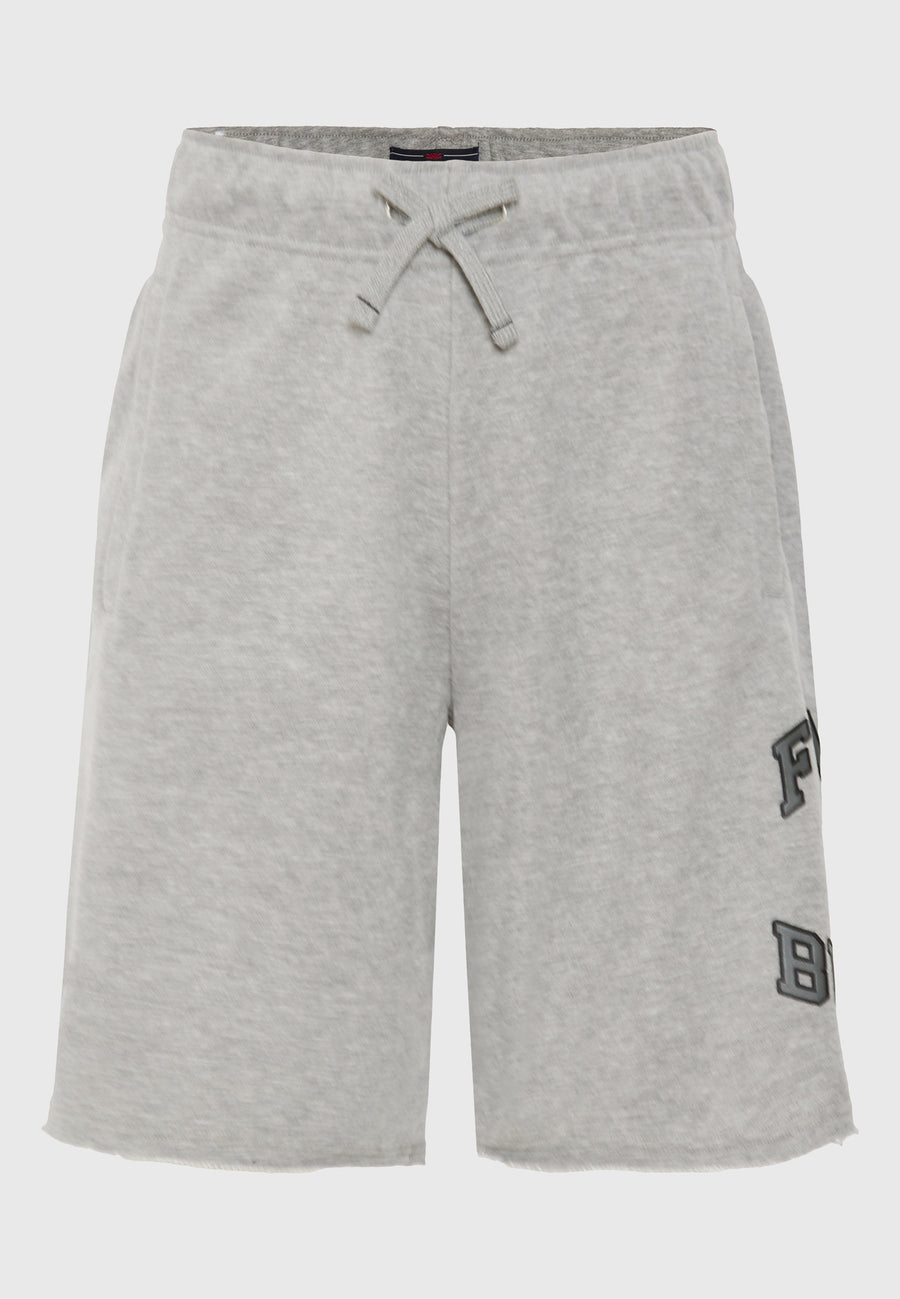 Wide leg fit sports shorts with branded print - Grey mel