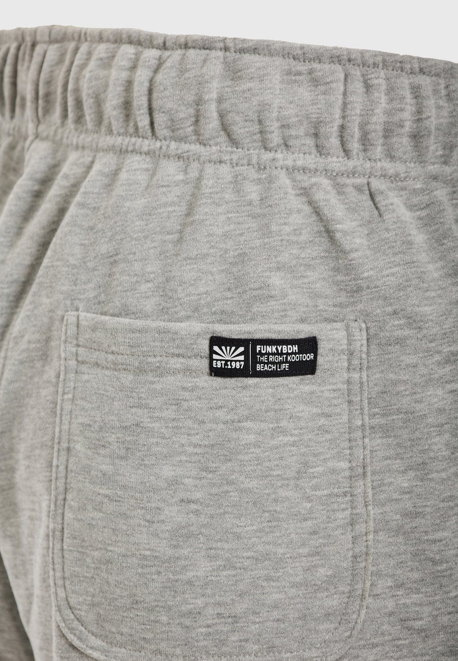 Wide leg fit sports shorts with branded print - Grey mel