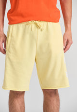 Wide leg fit sports shorts with branded print - Lemon drop