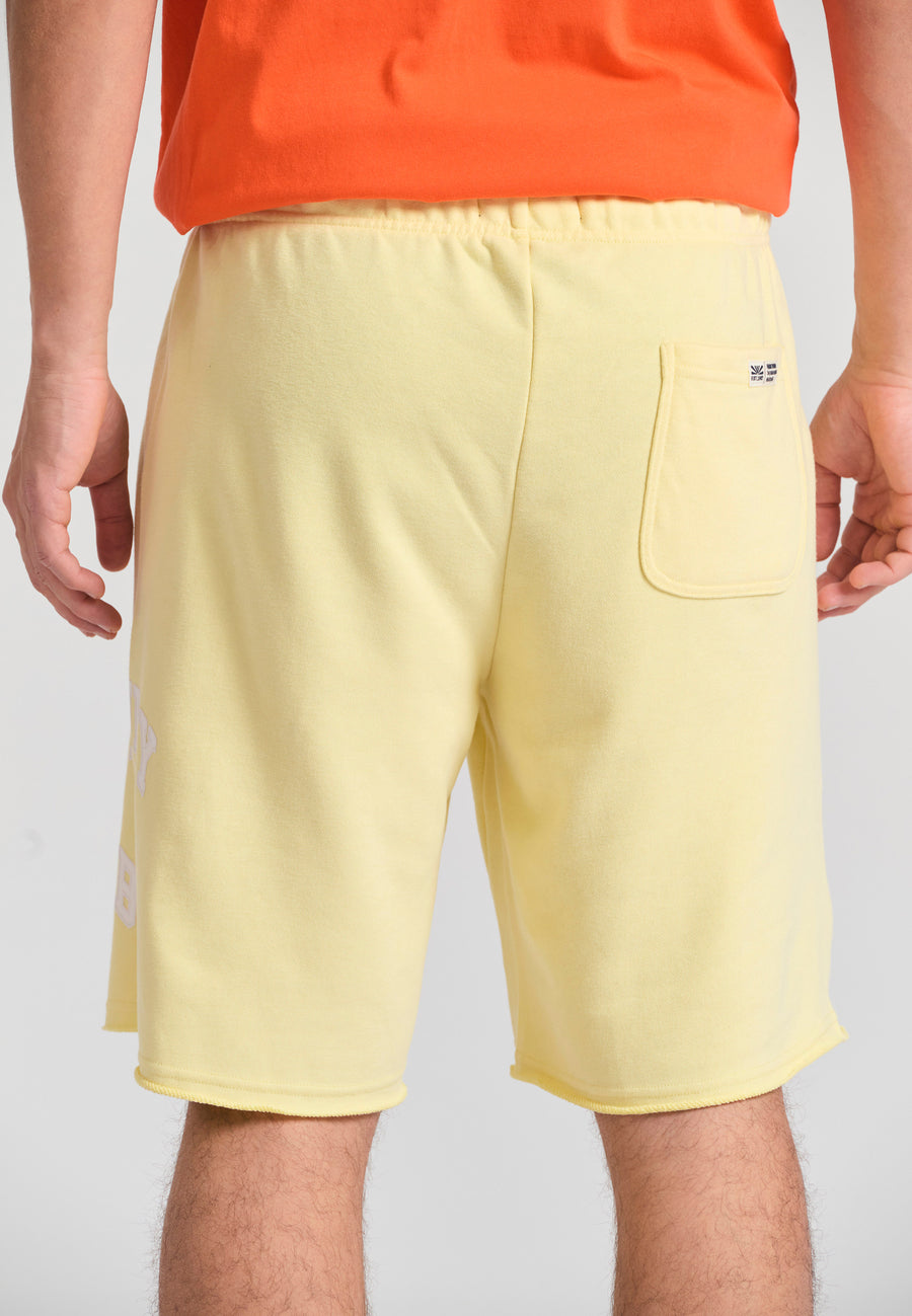 Wide leg fit sports shorts with branded print - Lemon drop