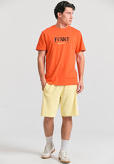 Wide leg fit sports shorts with branded print - Lemon drop