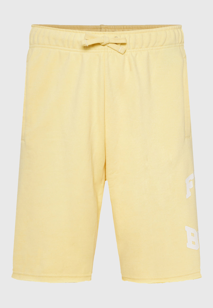 Wide leg fit sports shorts with branded print - Lemon drop