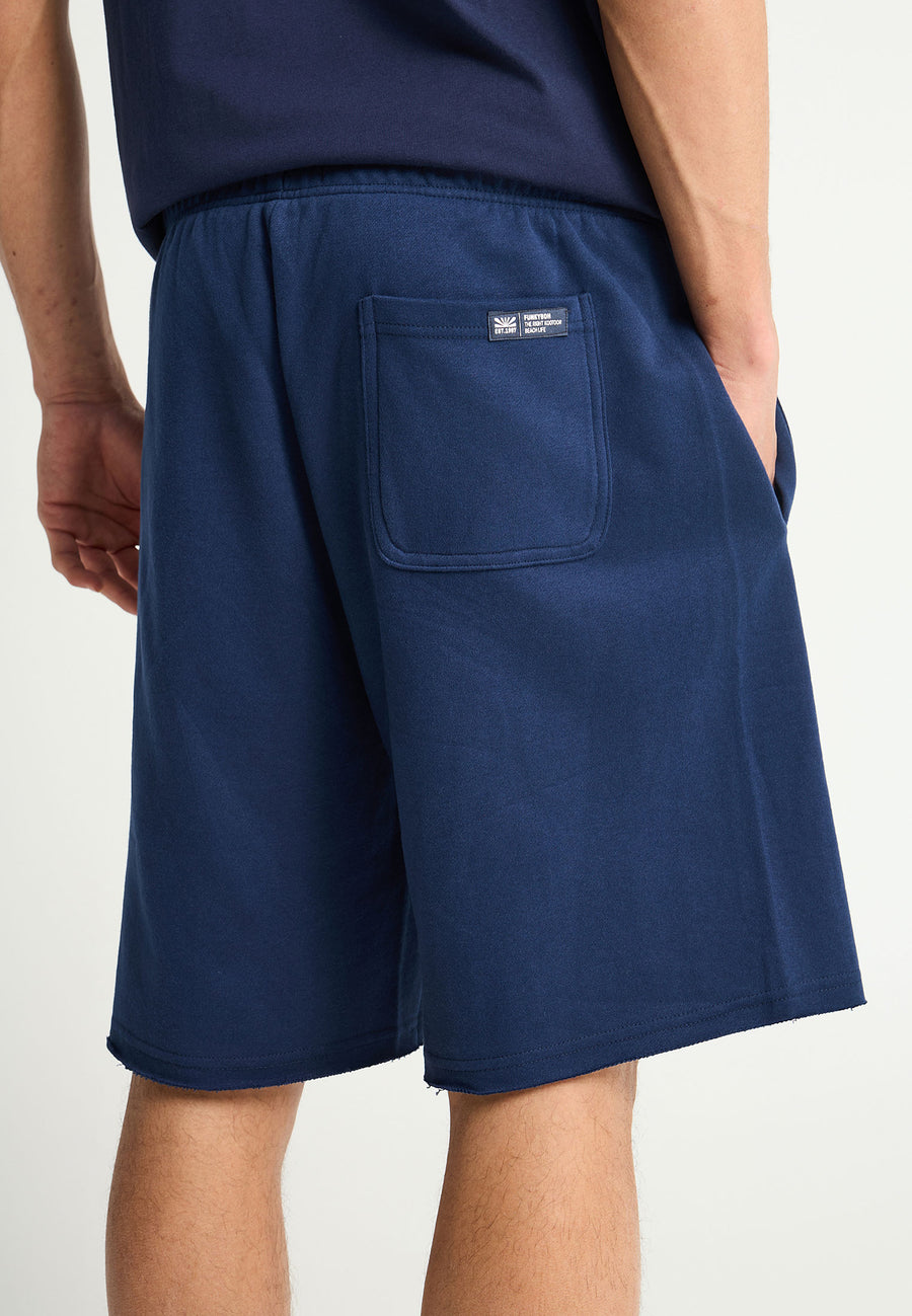 Pantaloni scurți sport cu croială largă și imprimeu cu sigla - Bleumarin