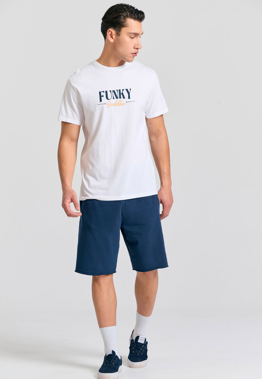 Pantaloni scurți sport cu croială largă și imprimeu cu sigla - Bleumarin