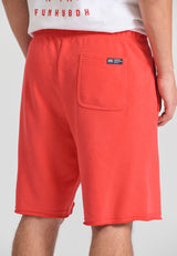 Wide leg fit sports shorts with branded print - Tomato