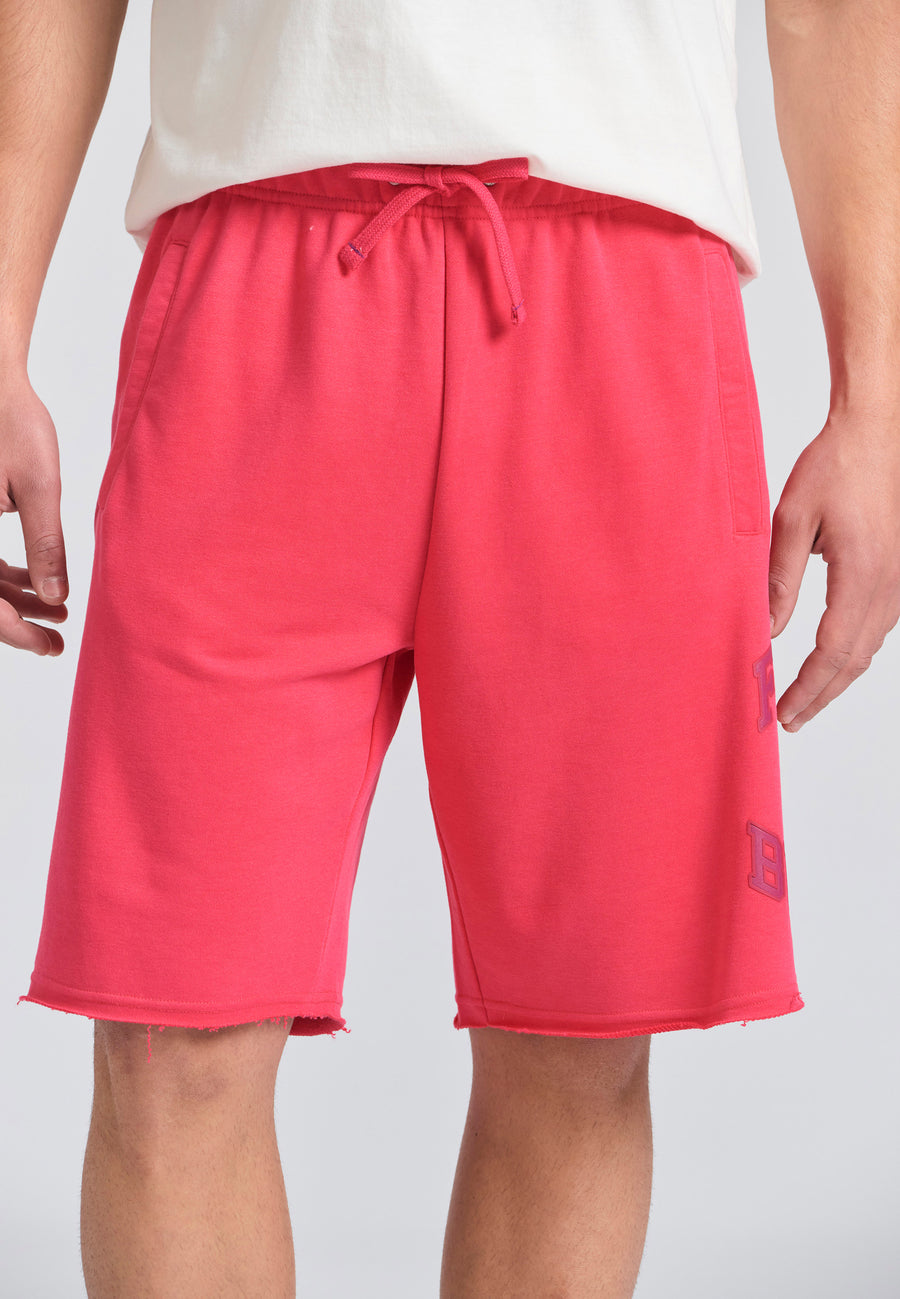Wide leg fit sports shorts with branded print - Watermelon