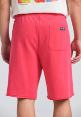 Wide leg fit sports shorts with branded print - Watermelon