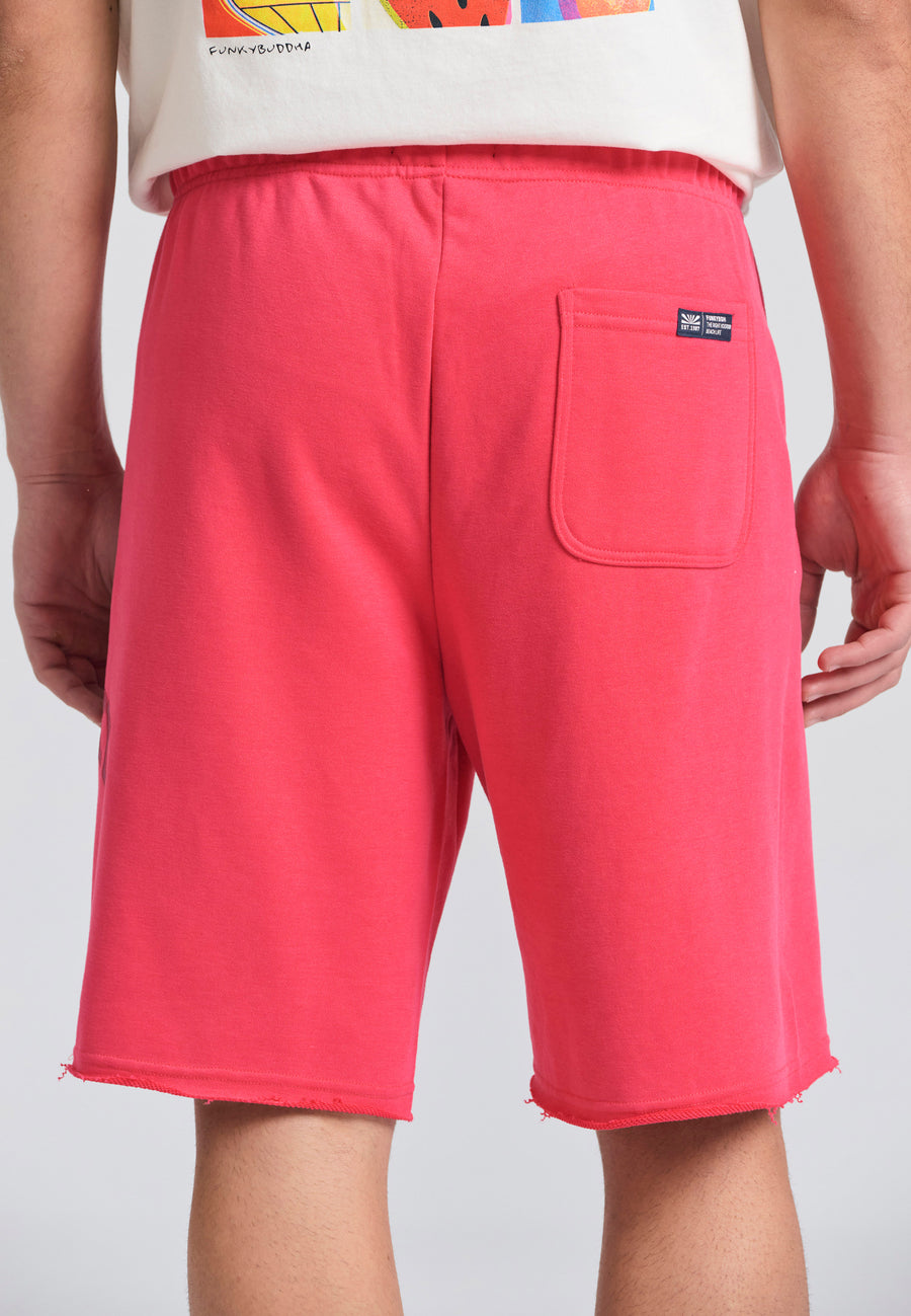 Wide leg fit sports shorts with branded print - Watermelon