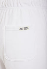 Wide leg fit sports shorts with branded print - White