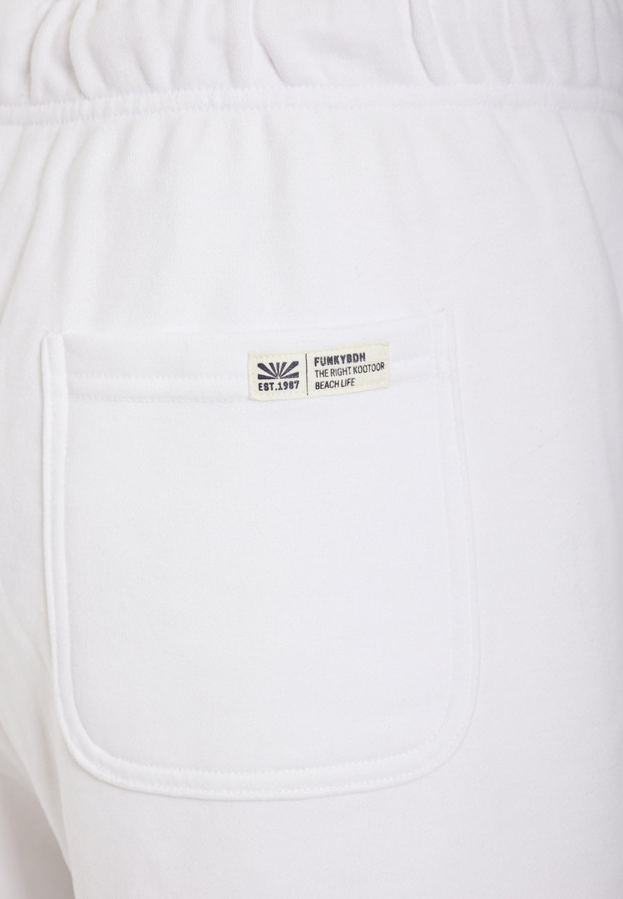 Wide leg fit sports shorts with branded print - White