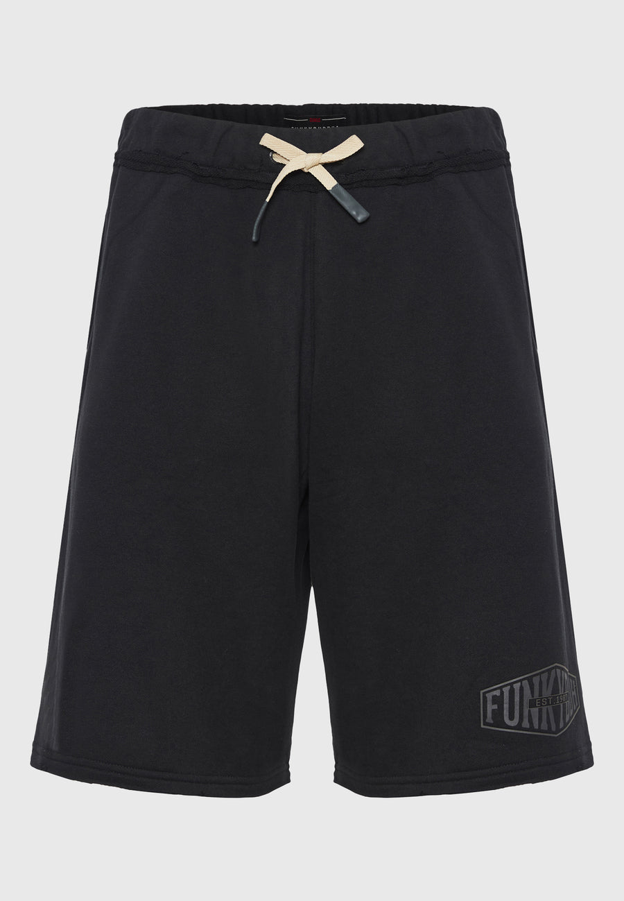 Pantaloni scurți jogger supradimensionați cu imprimeu Funky Buddha - Negri