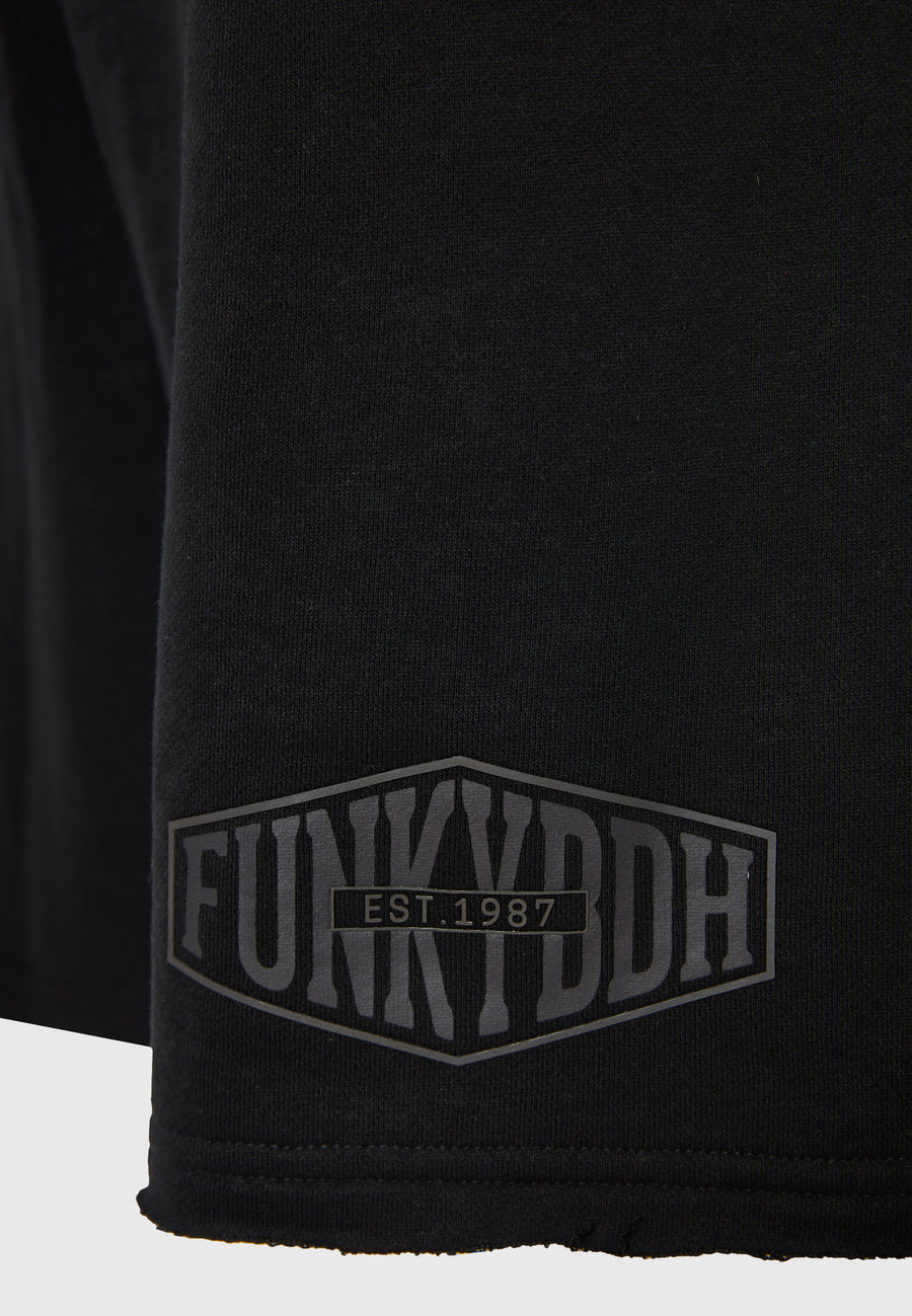 Pantaloni scurți jogger supradimensionați cu imprimeu Funky Buddha - Negri