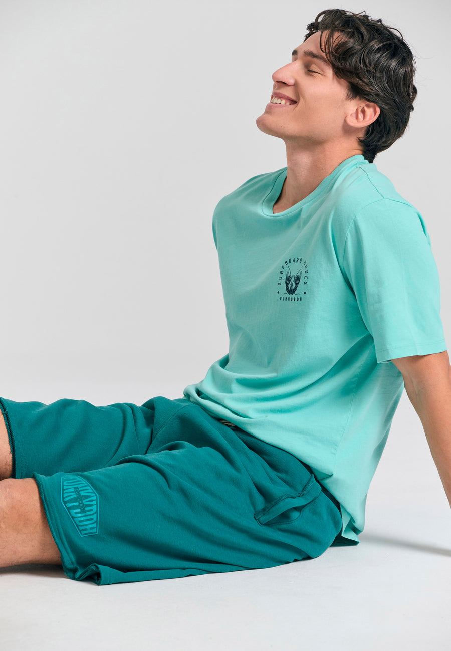 Pantaloni scurți jogger supradimensionați cu imprimeu Funky Buddha - Smarald intens