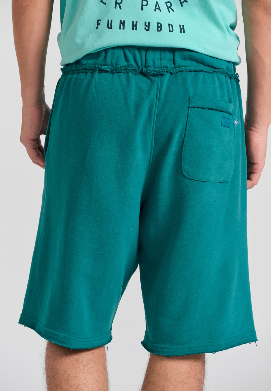 Pantaloni scurți jogger supradimensionați cu imprimeu Funky Buddha - Smarald intens