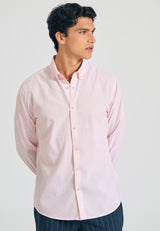 Linen blend shirt in melange fabric - Pink mel