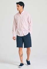 Linen blend shirt in melange fabric - Pink mel
