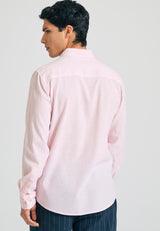 Linen blend shirt in melange fabric - Pink mel