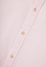 Linen blend shirt in melange fabric - Pink mel