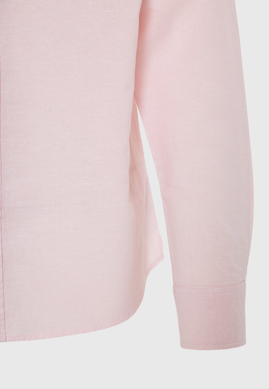 Linen blend shirt in melange fabric - Pink mel