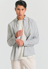 Linen blend shirt in melange fabric - Sage mel