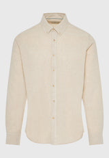 Linen blend shirt in melange fabric - Sand mel