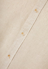 Linen blend shirt in melange fabric - Sand mel