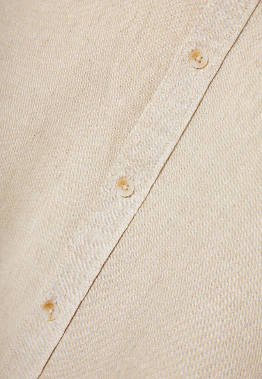 Linen blend shirt in melange fabric - Sand mel