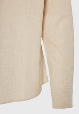 Linen blend shirt in melange fabric - Sand mel