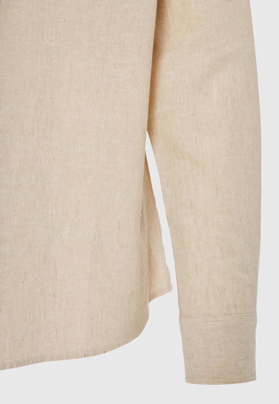 Linen blend shirt in melange fabric - Sand mel