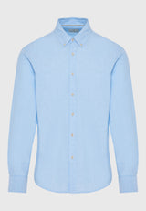 Linen blend shirt in melange fabric - Sky blue mel