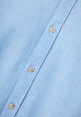 Linen blend shirt in melange fabric - Sky blue mel