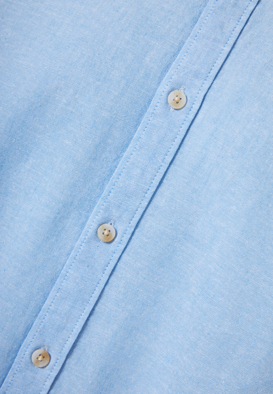 Linen blend shirt in melange fabric - Sky blue mel