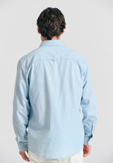 Cămașă bărbătească din chambray de bumbac - Albastru deschis