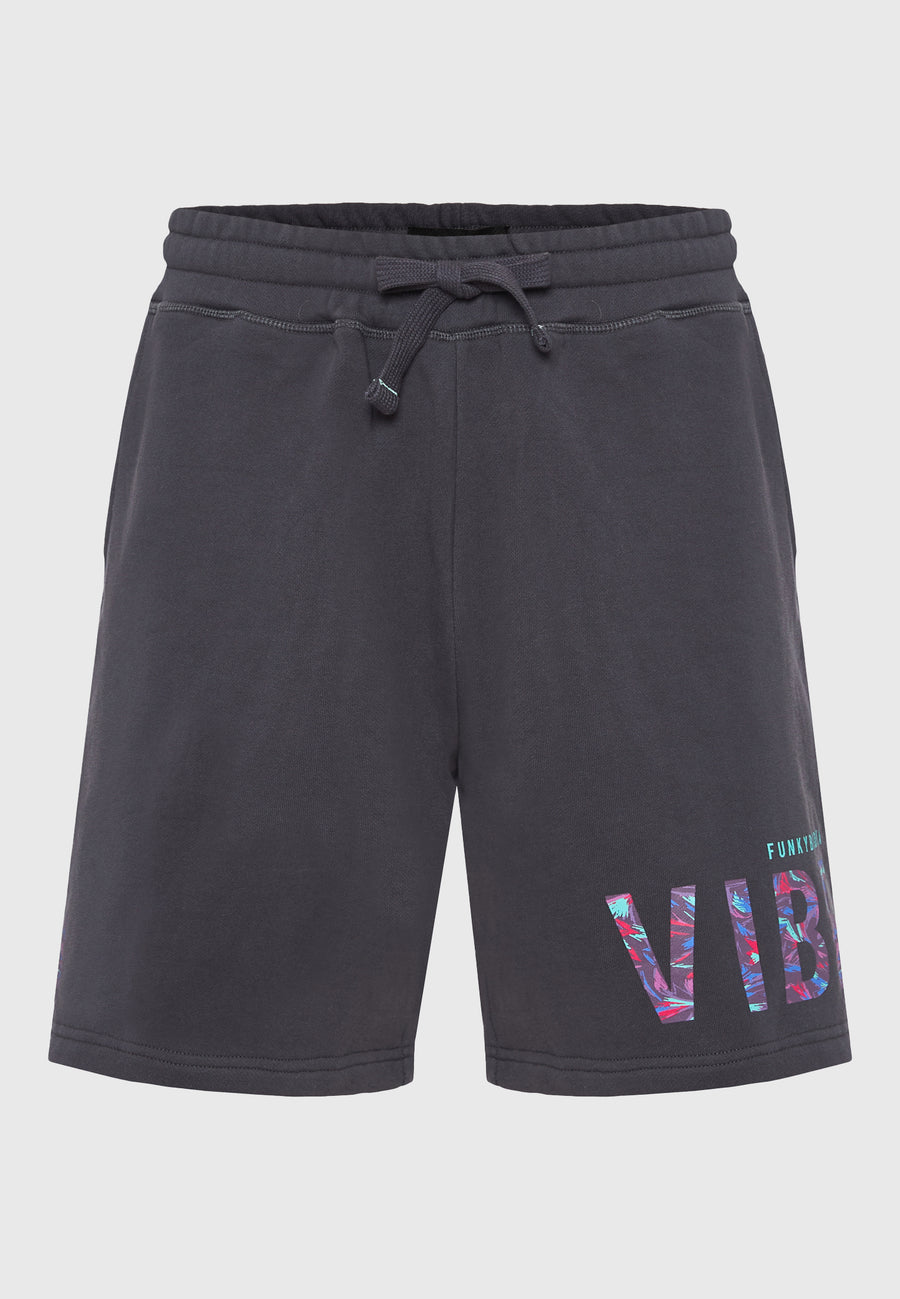 Pantaloni scurți jogger relaxați cu imprimeu - Antracit