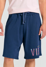 Pantaloni scurți jogger relaxați cu imprimeu - Bleumarin