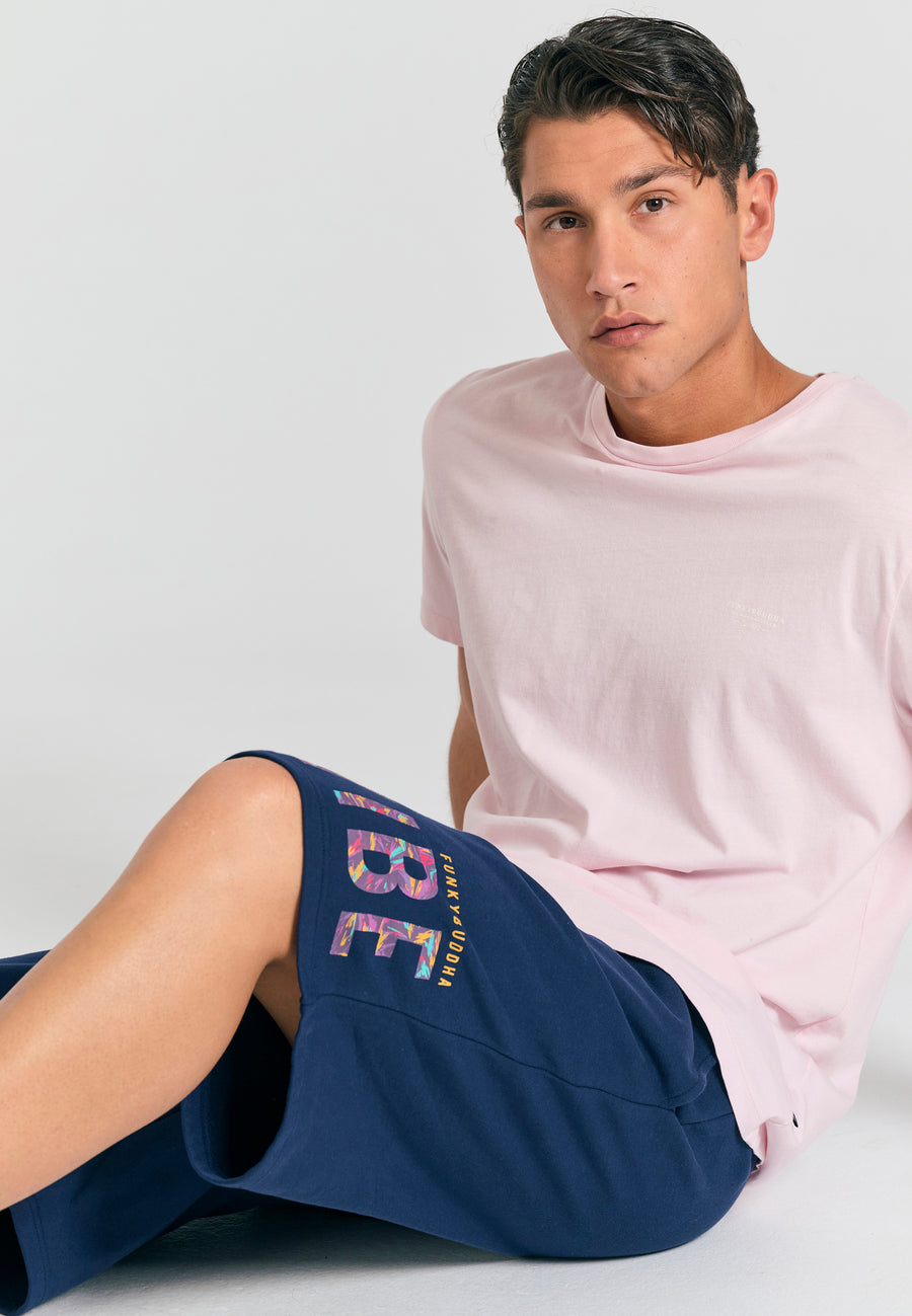 Pantaloni scurți jogger relaxați cu imprimeu - Bleumarin
