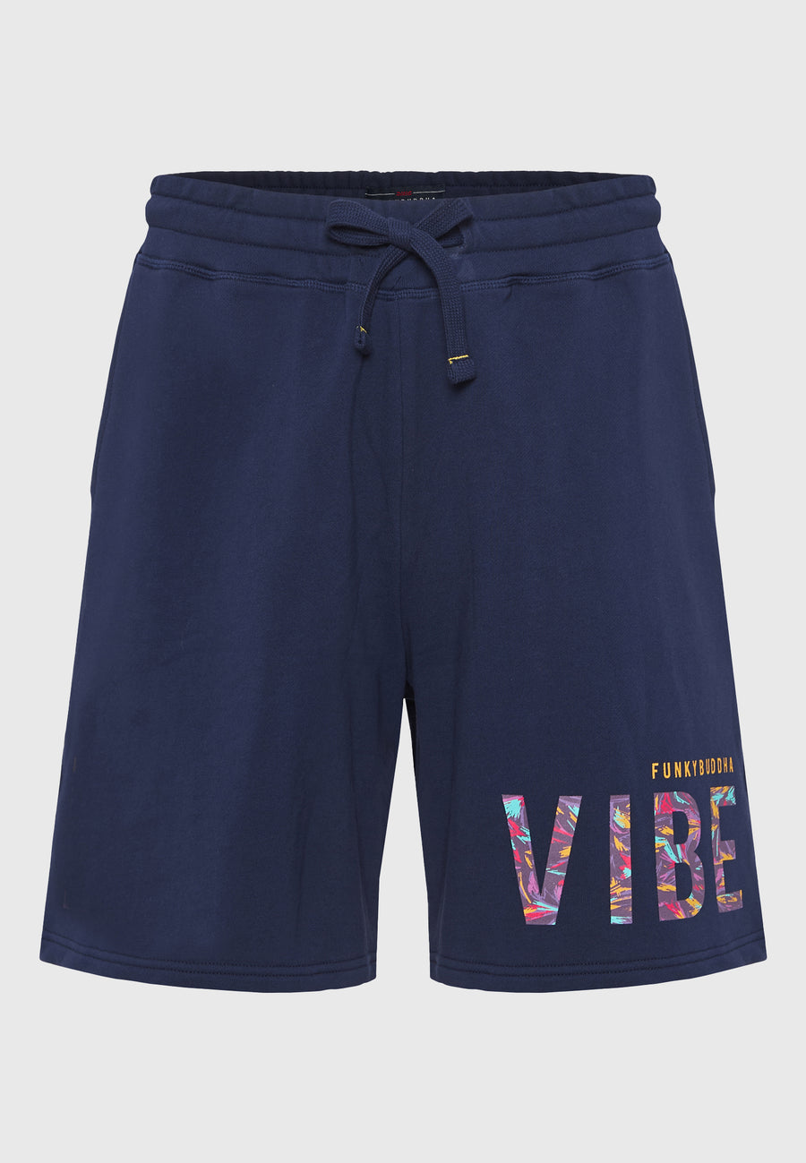 Pantaloni scurți jogger relaxați cu imprimeu - Bleumarin
